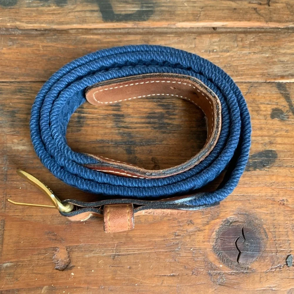 Zep Pro Belt Mens 44 Leather Navy woven  made in the usa dad belt